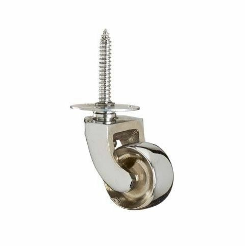 Chrome Plated Brass Castor with Screw Plate - 38 & 25 mm Diameter Wheels